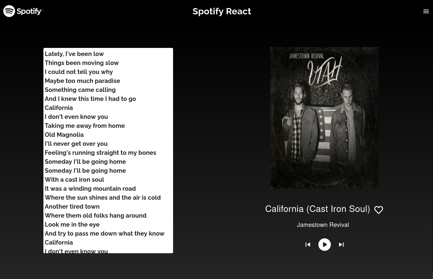 Spotify React Playback